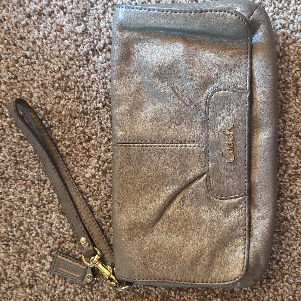 Coach Wristlet with Gold Accents